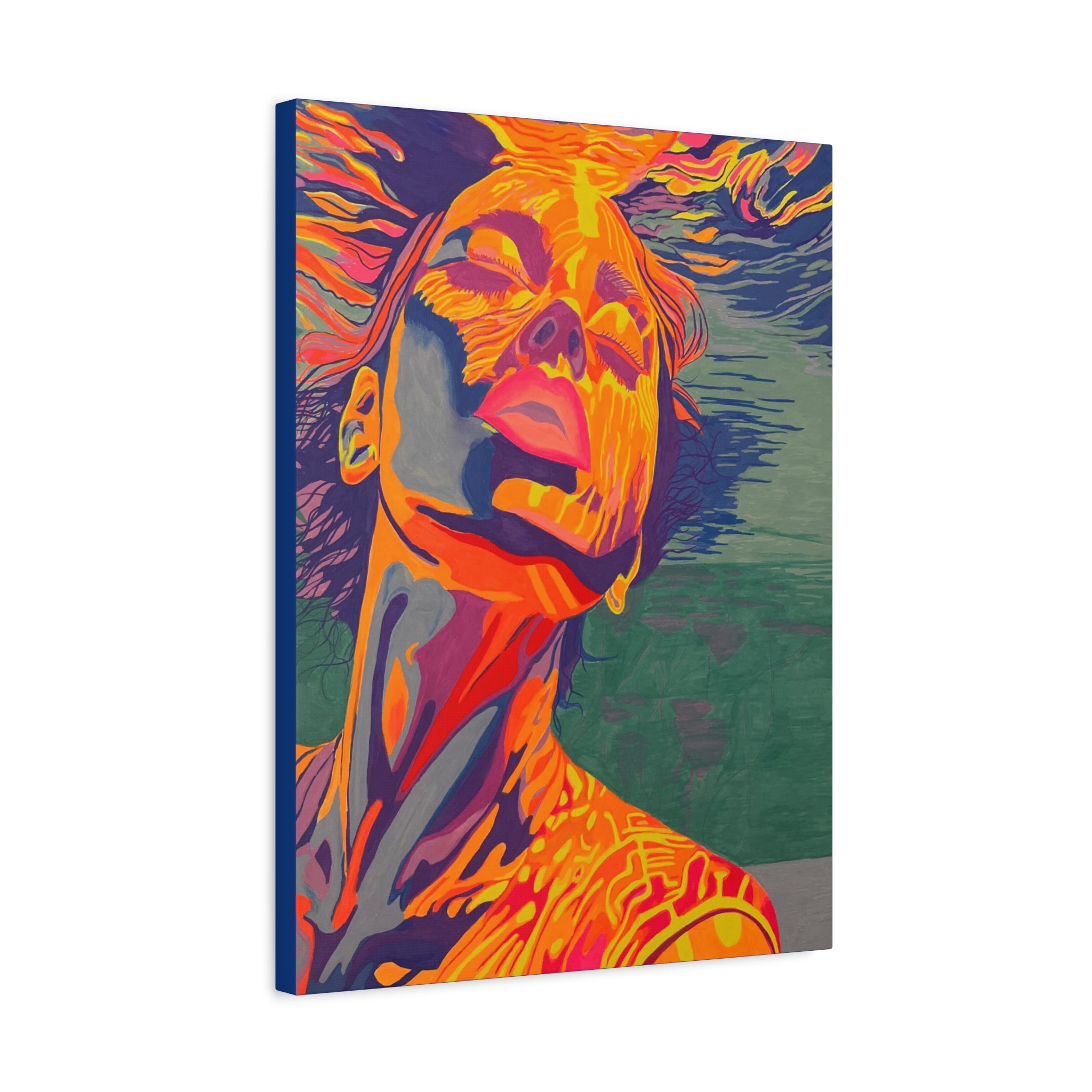 Vibrant Pop Art Woman Matte Stretched Canvas