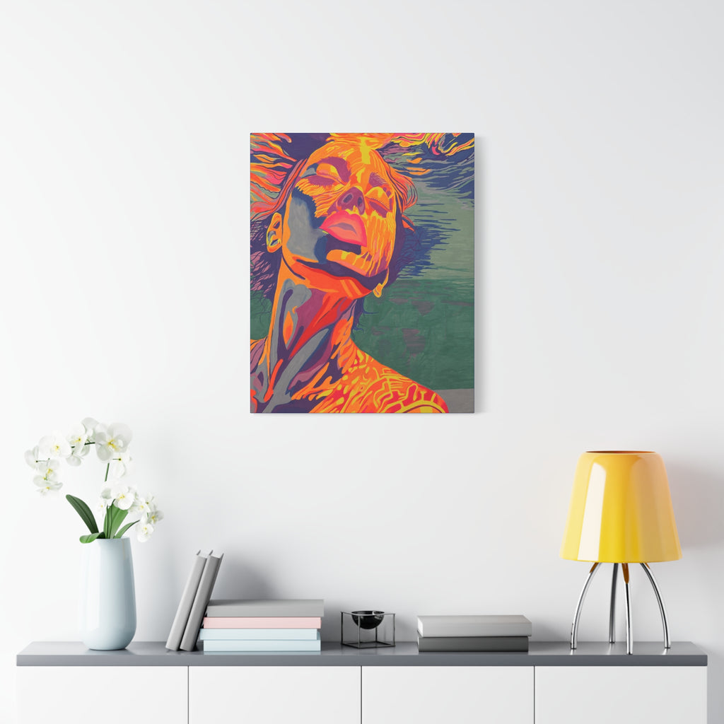 Vibrant Pop Art Woman Matte Stretched Canvas