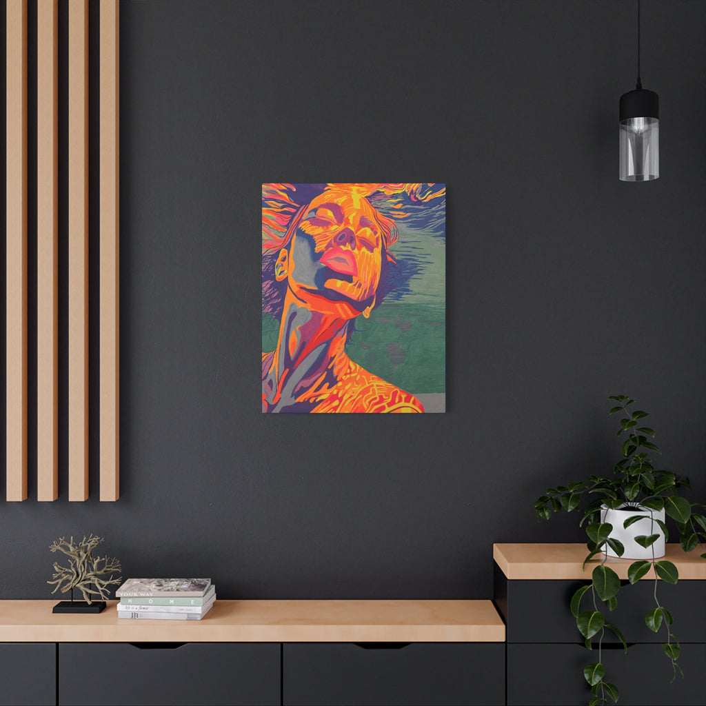 Vibrant Pop Art Woman Matte Stretched Canvas