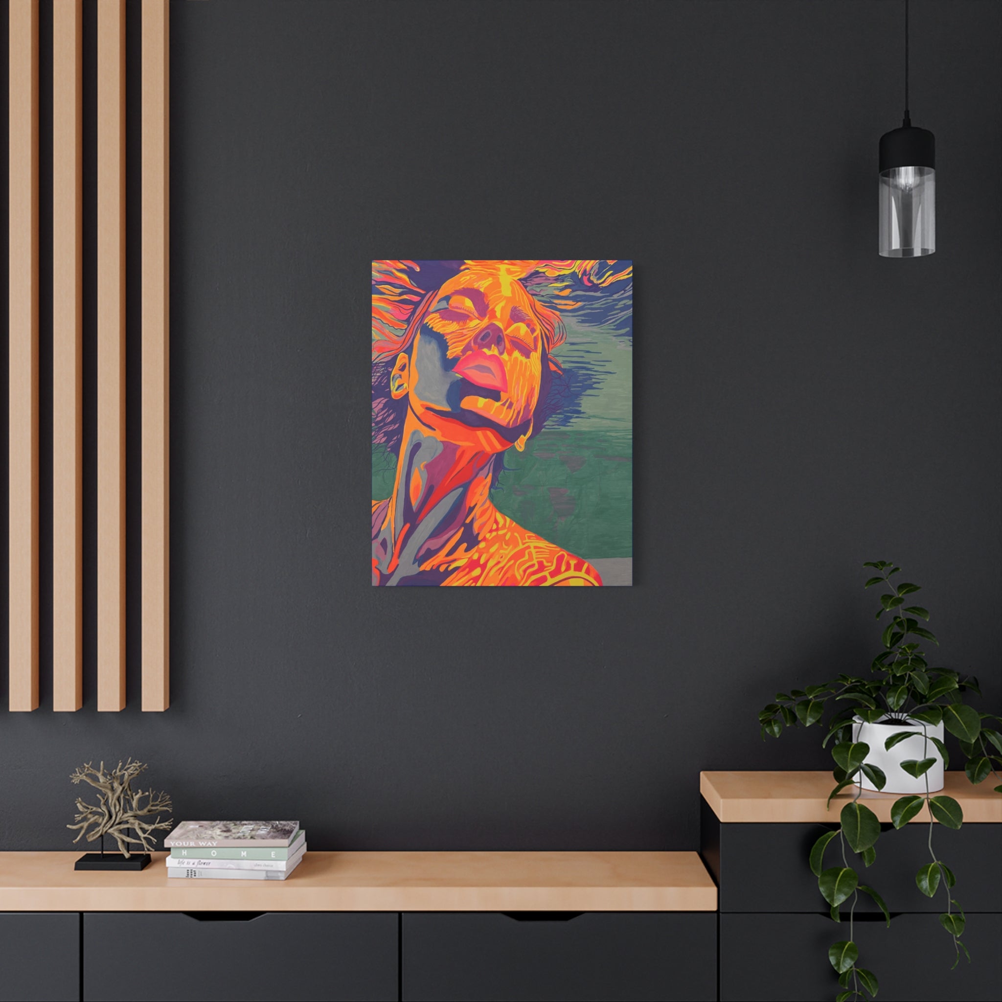 Vibrant Pop Art Woman Matte Stretched Canvas