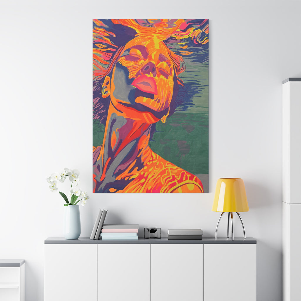 Vibrant Pop Art Woman Matte Stretched Canvas
