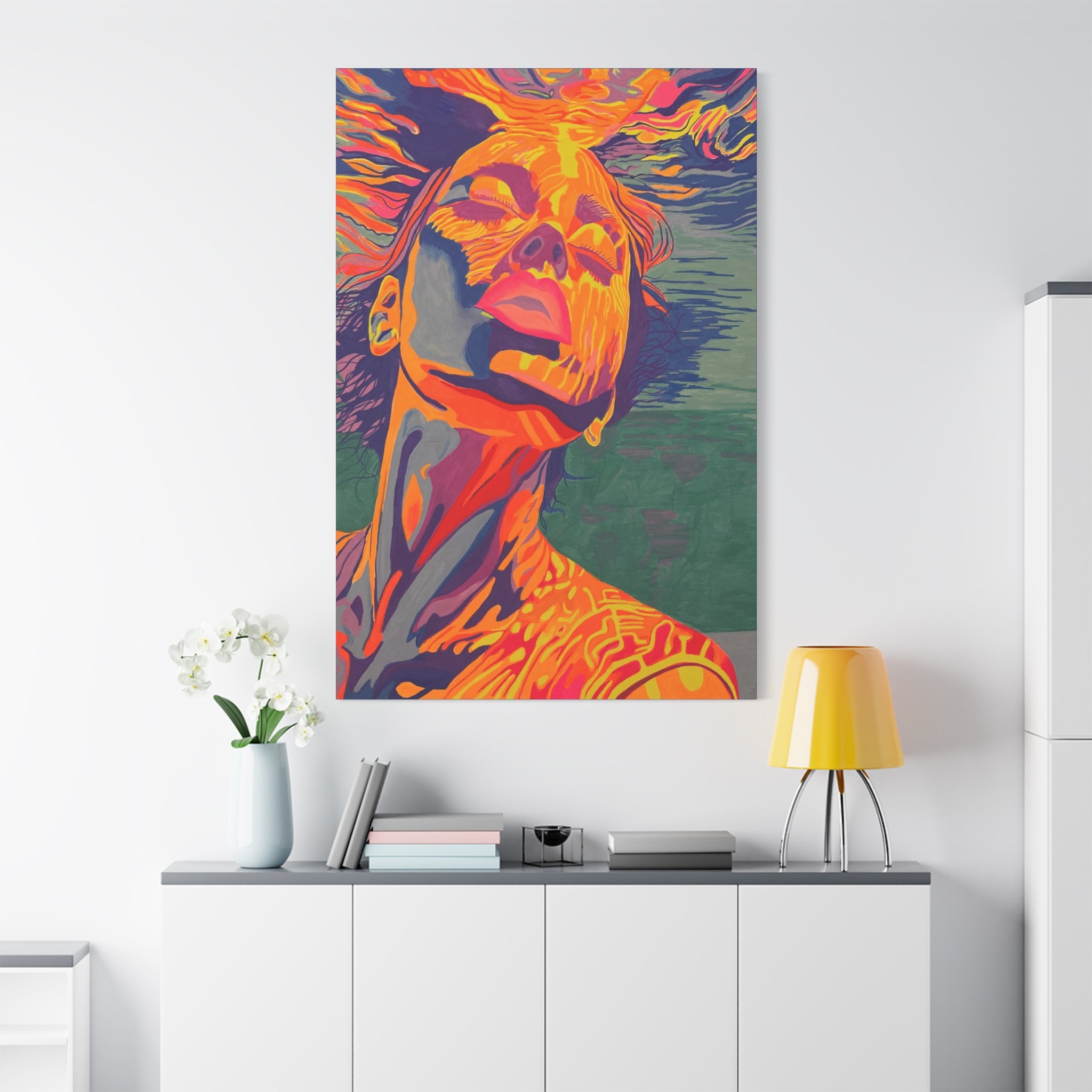 Vibrant Pop Art Woman Matte Stretched Canvas