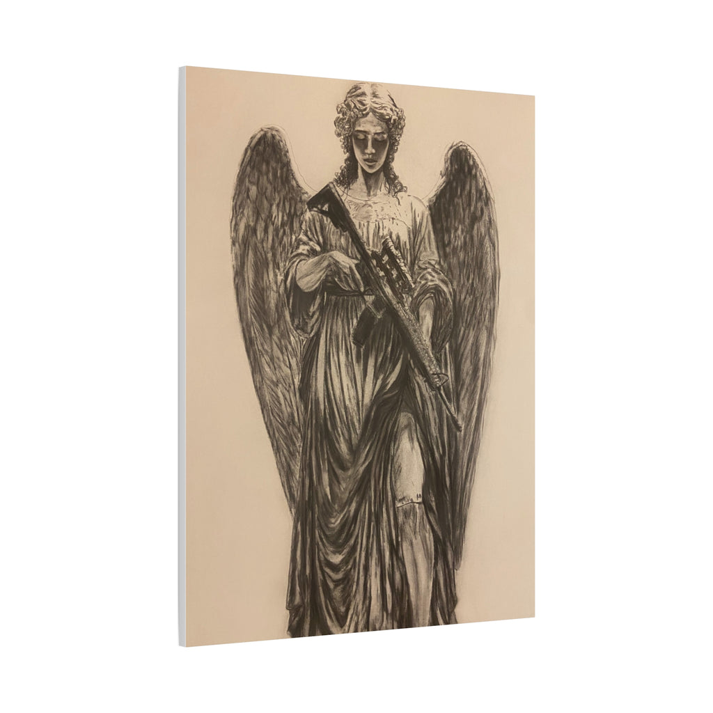 Angel with Rifle Matte Canvas Wall Art — Stretched 1.25"