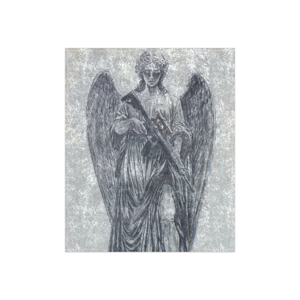 Crushed Velvet Angel Blanket — Gothic Statue Throw for Cozy Home Décor