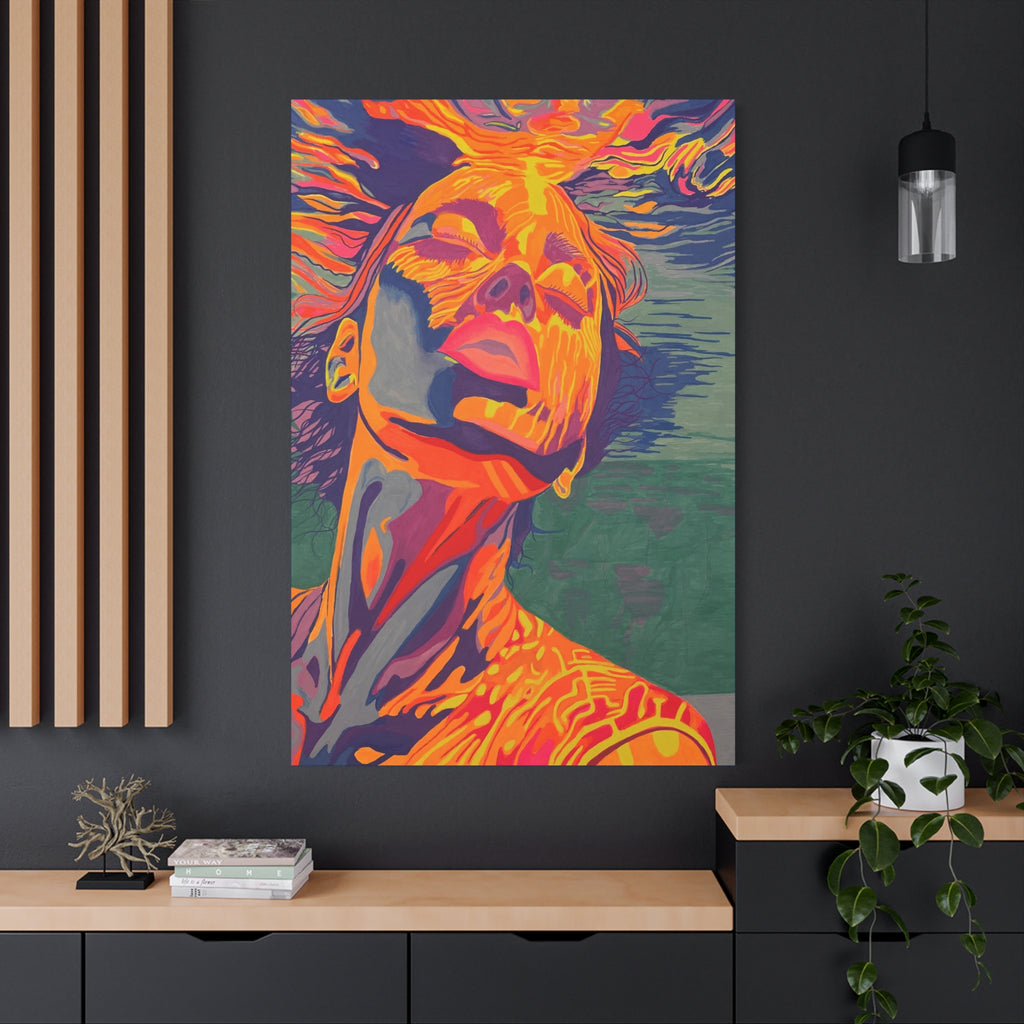 Vibrant Pop Art Woman Matte Stretched Canvas