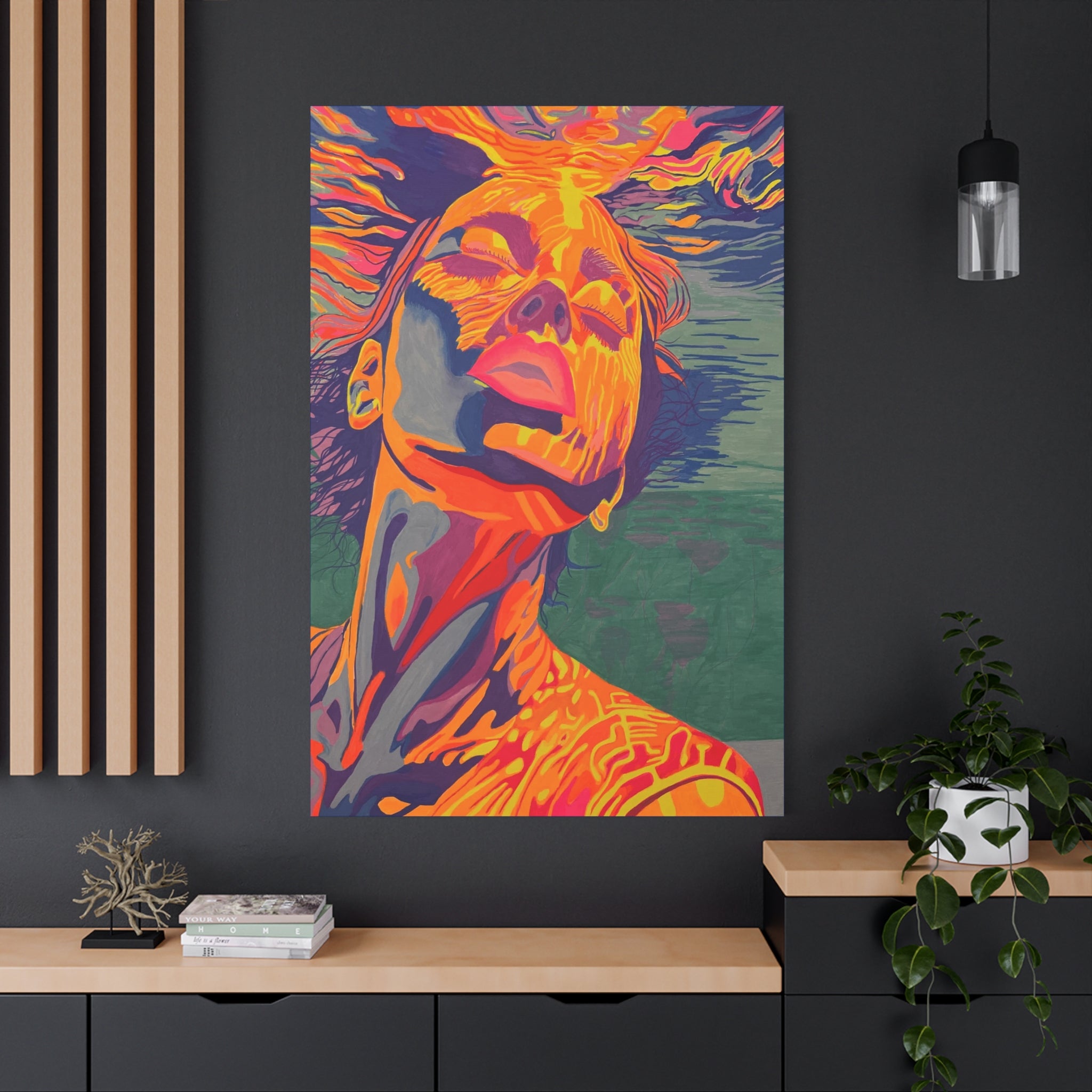 Vibrant Pop Art Woman Matte Stretched Canvas