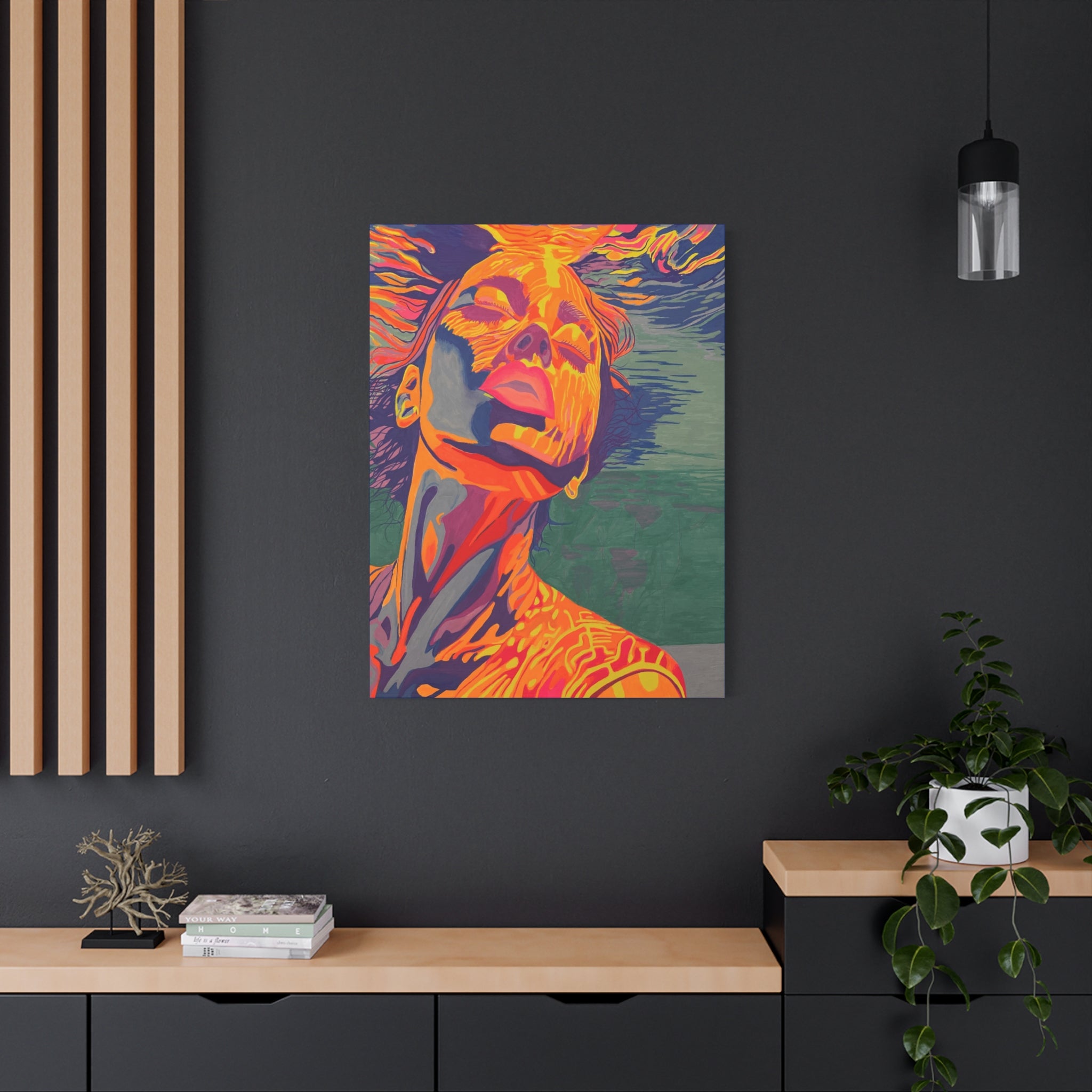 Vibrant Pop Art Woman Matte Stretched Canvas