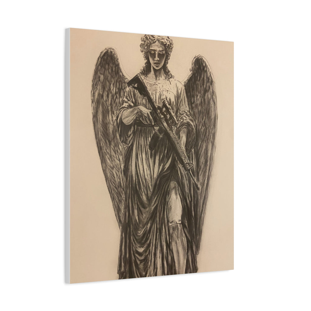 Angel with Rifle Matte Canvas Wall Art — Stretched 1.25"