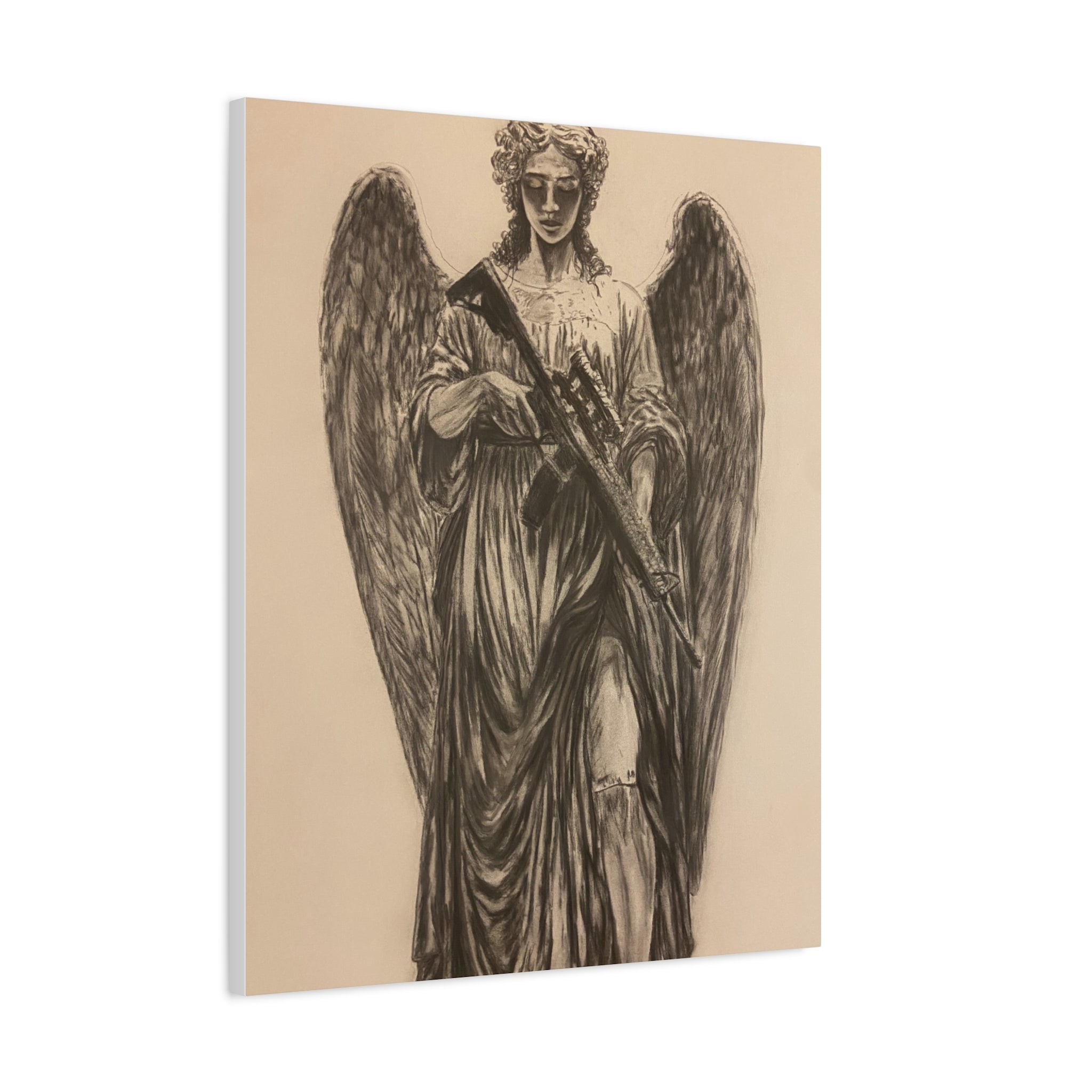 Angel with Rifle Matte Canvas Wall Art — Stretched 1.25"