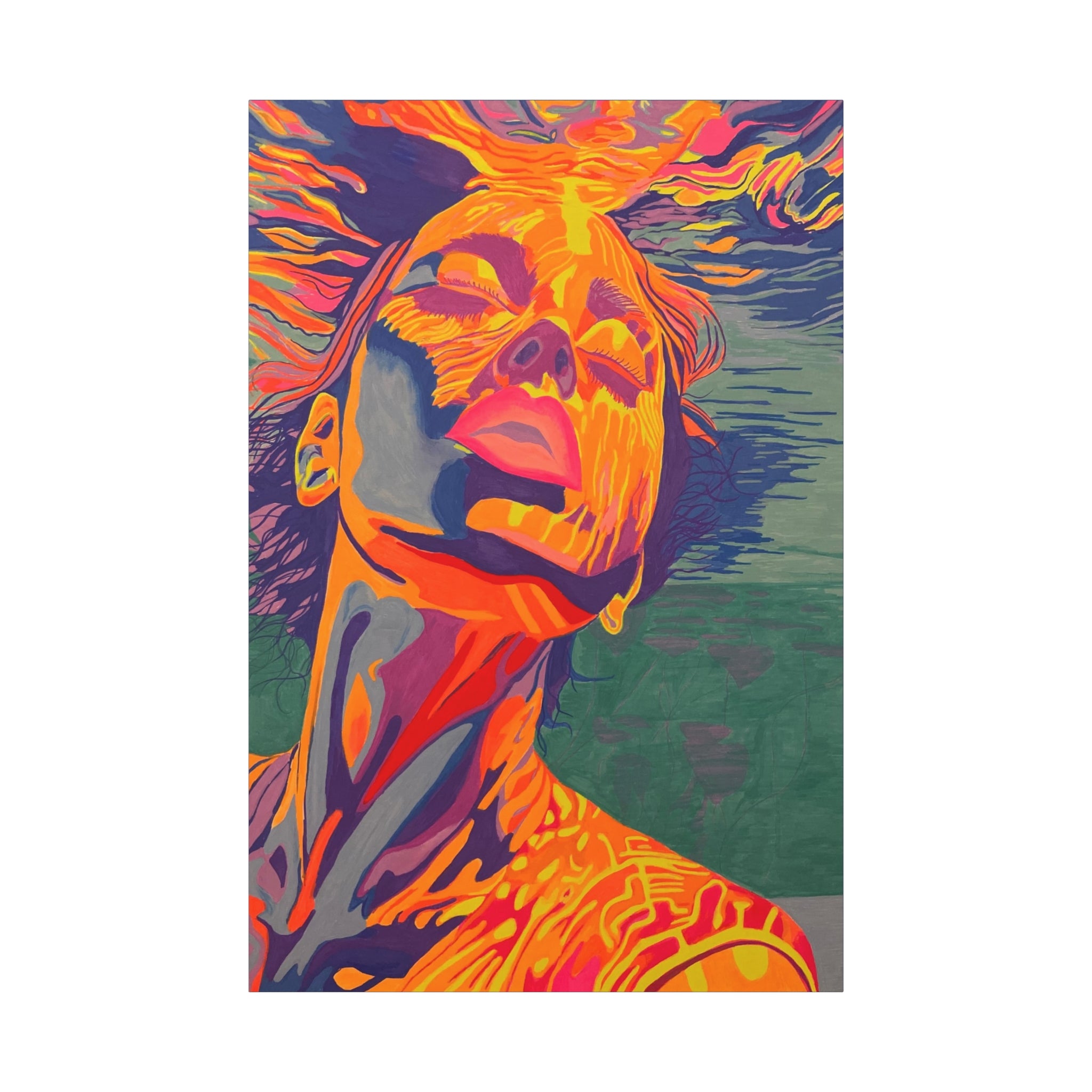 Vibrant Pop Art Woman Matte Stretched Canvas