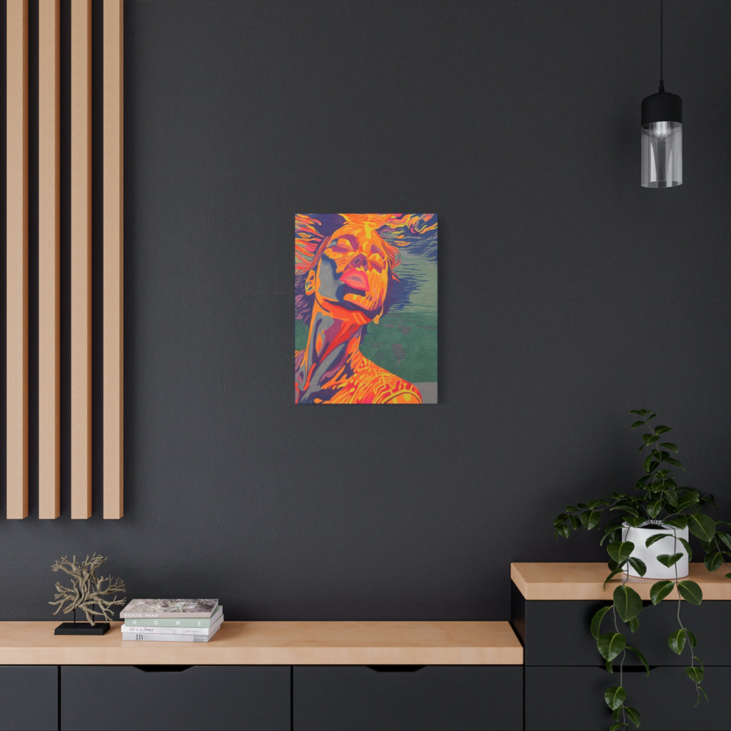 Vibrant Pop Art Woman Matte Stretched Canvas
