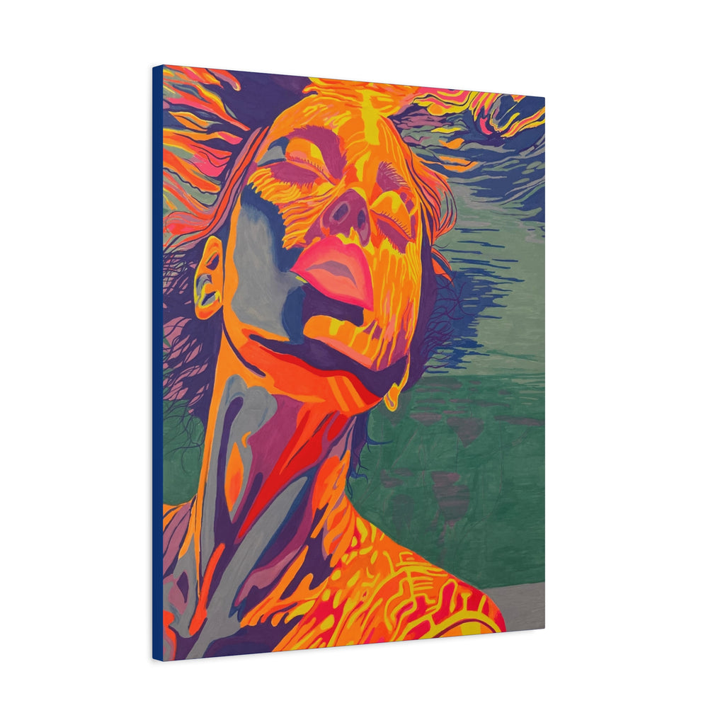 Vibrant Pop Art Woman Matte Stretched Canvas