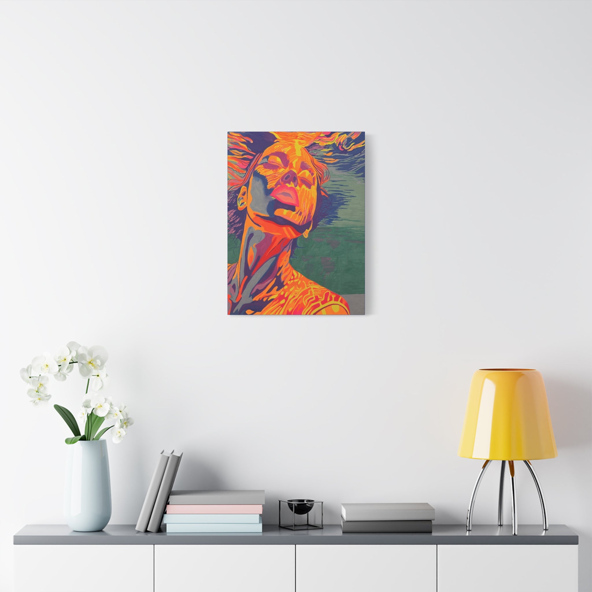 Vibrant Pop Art Woman Matte Stretched Canvas
