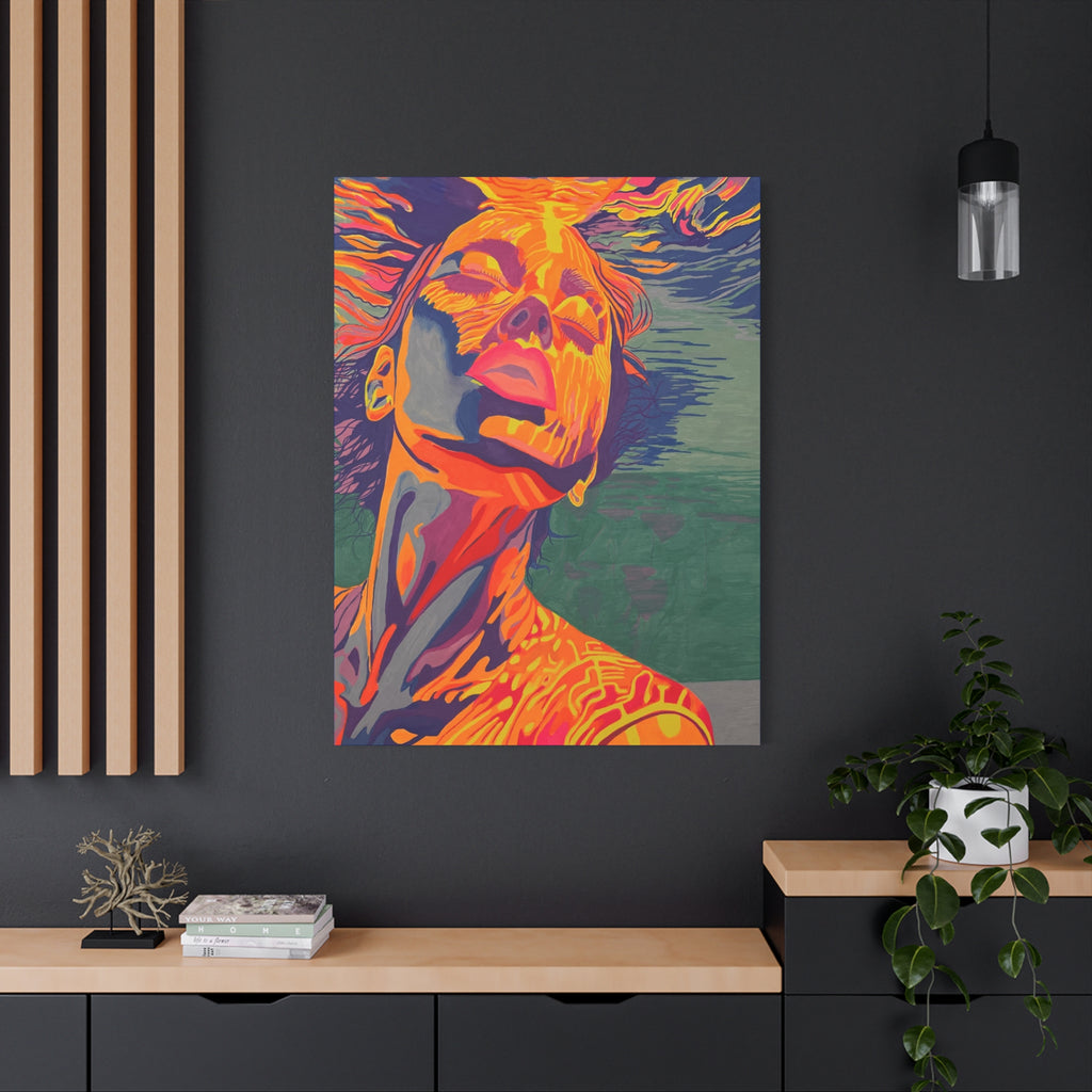 Vibrant Pop Art Woman Matte Stretched Canvas