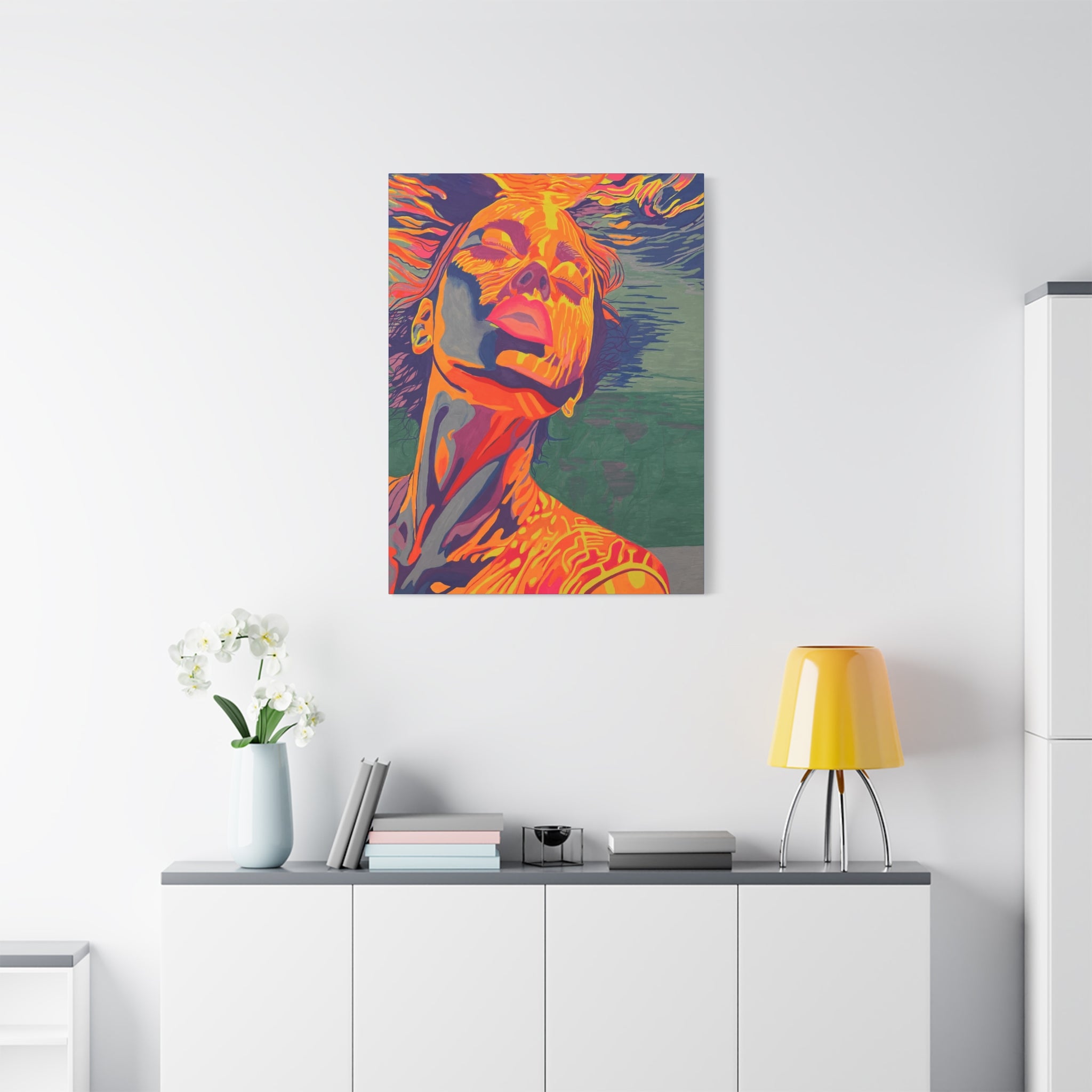 Vibrant Pop Art Woman Matte Stretched Canvas