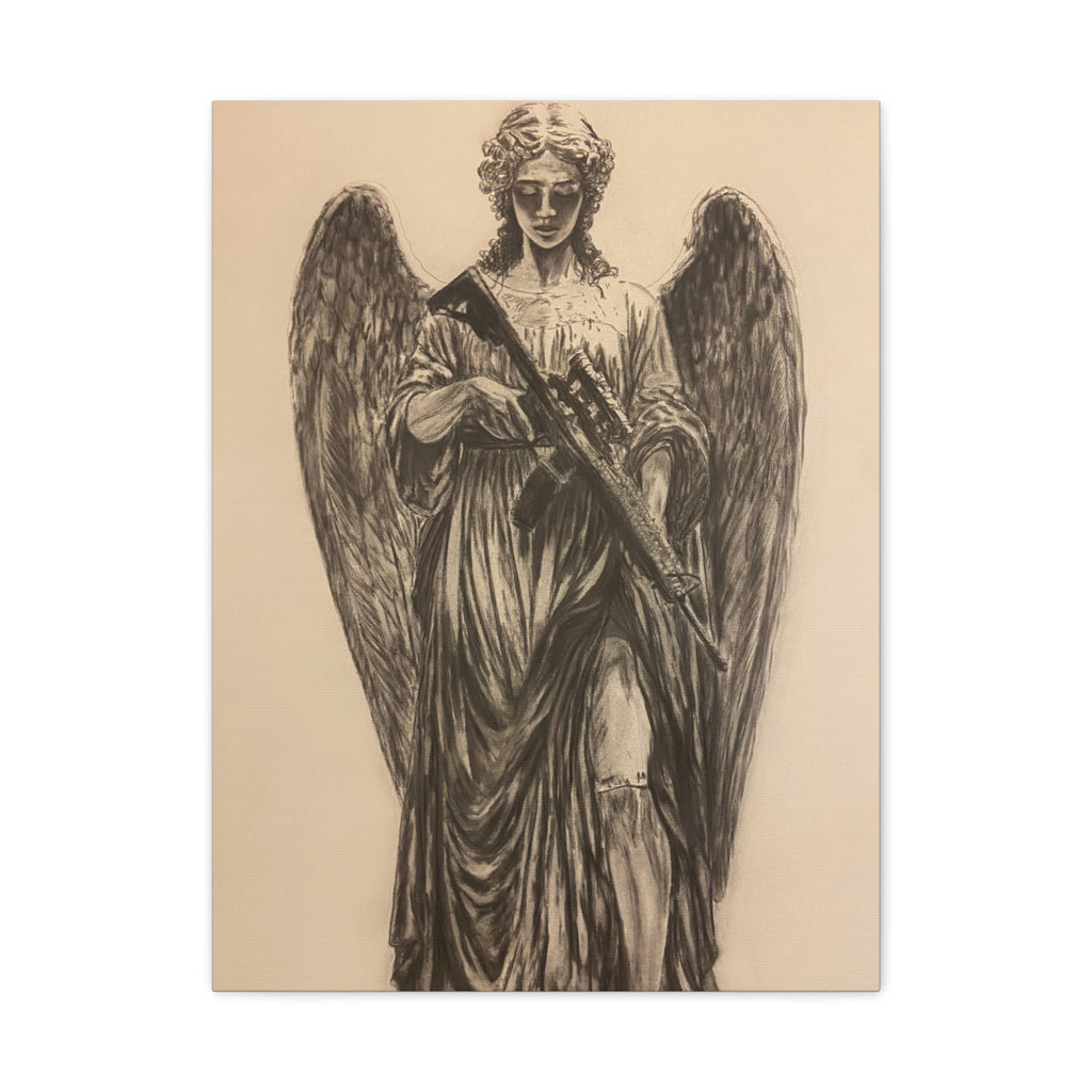 Angel with Rifle Matte Canvas Wall Art — Stretched 1.25"
