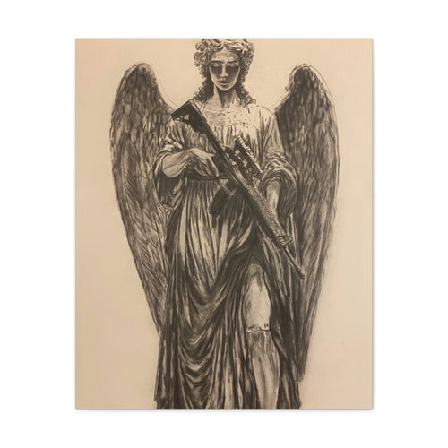 Angel with Rifle Matte Canvas Wall Art — Stretched 1.25"