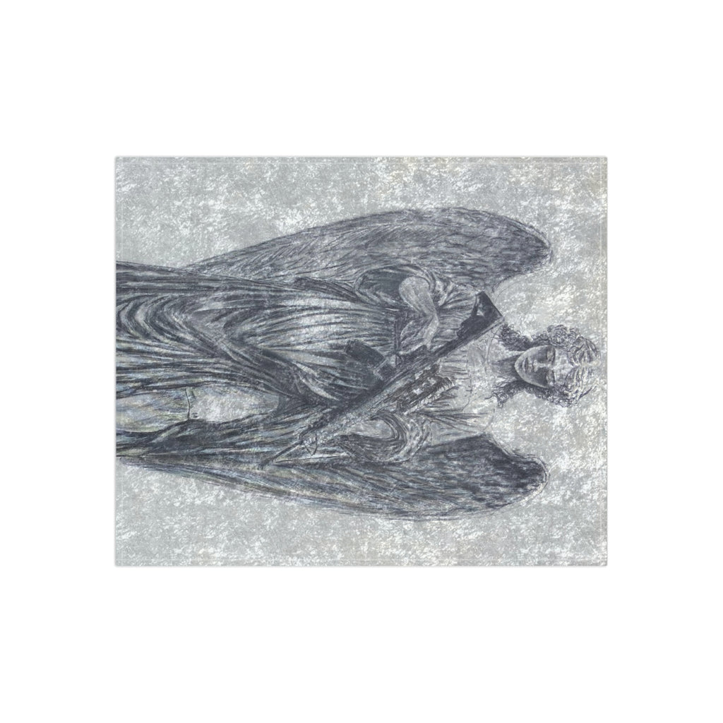 Crushed Velvet Angel Blanket — Gothic Statue Throw for Cozy Home Décor