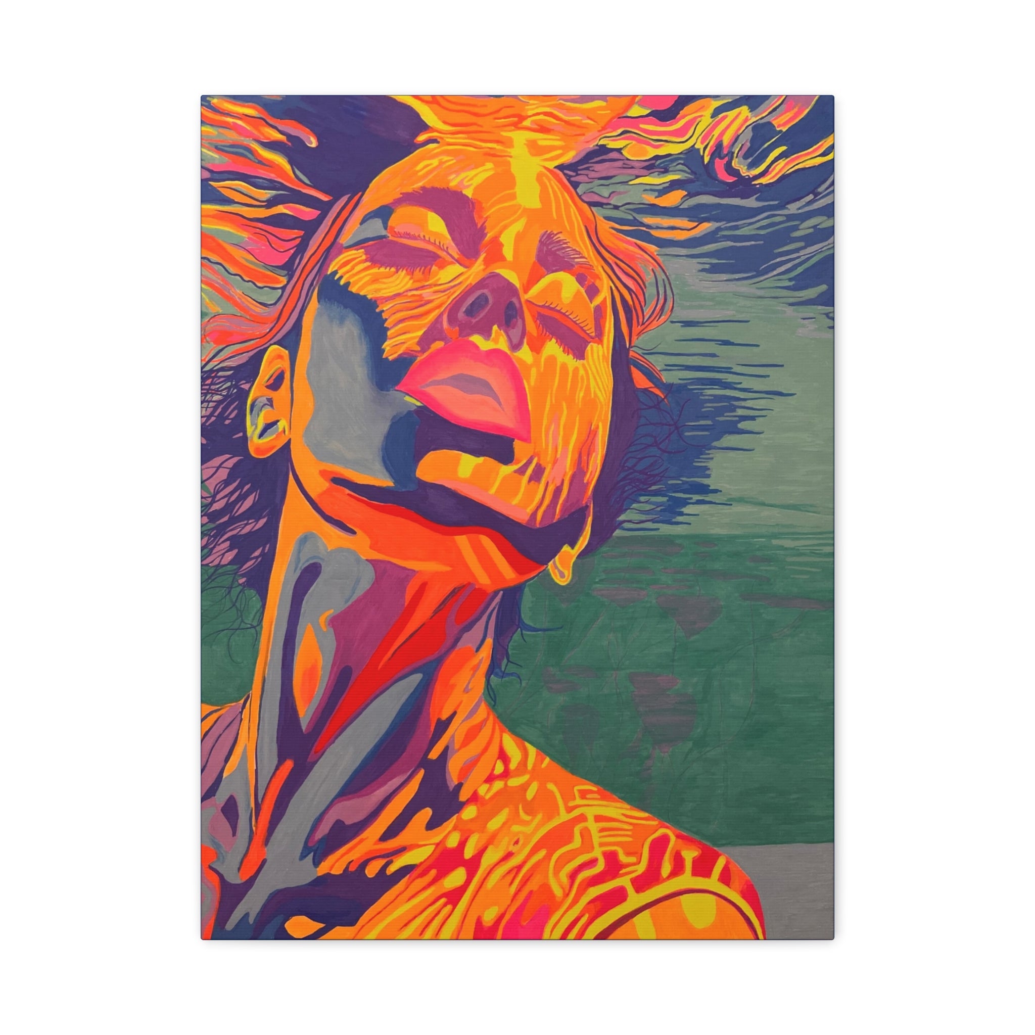 Vibrant Pop Art Woman Matte Stretched Canvas