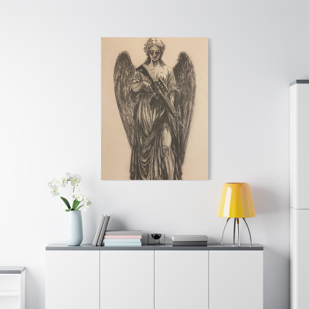 Angel with Rifle Matte Canvas Wall Art — Stretched 1.25"