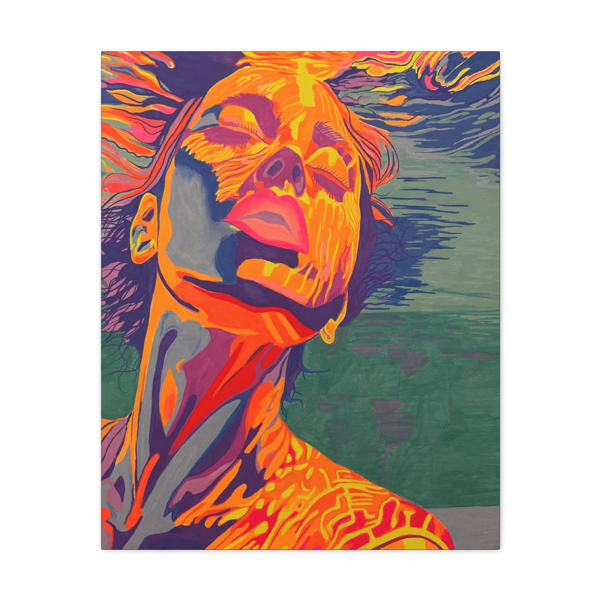 Vibrant Pop Art Woman Matte Stretched Canvas