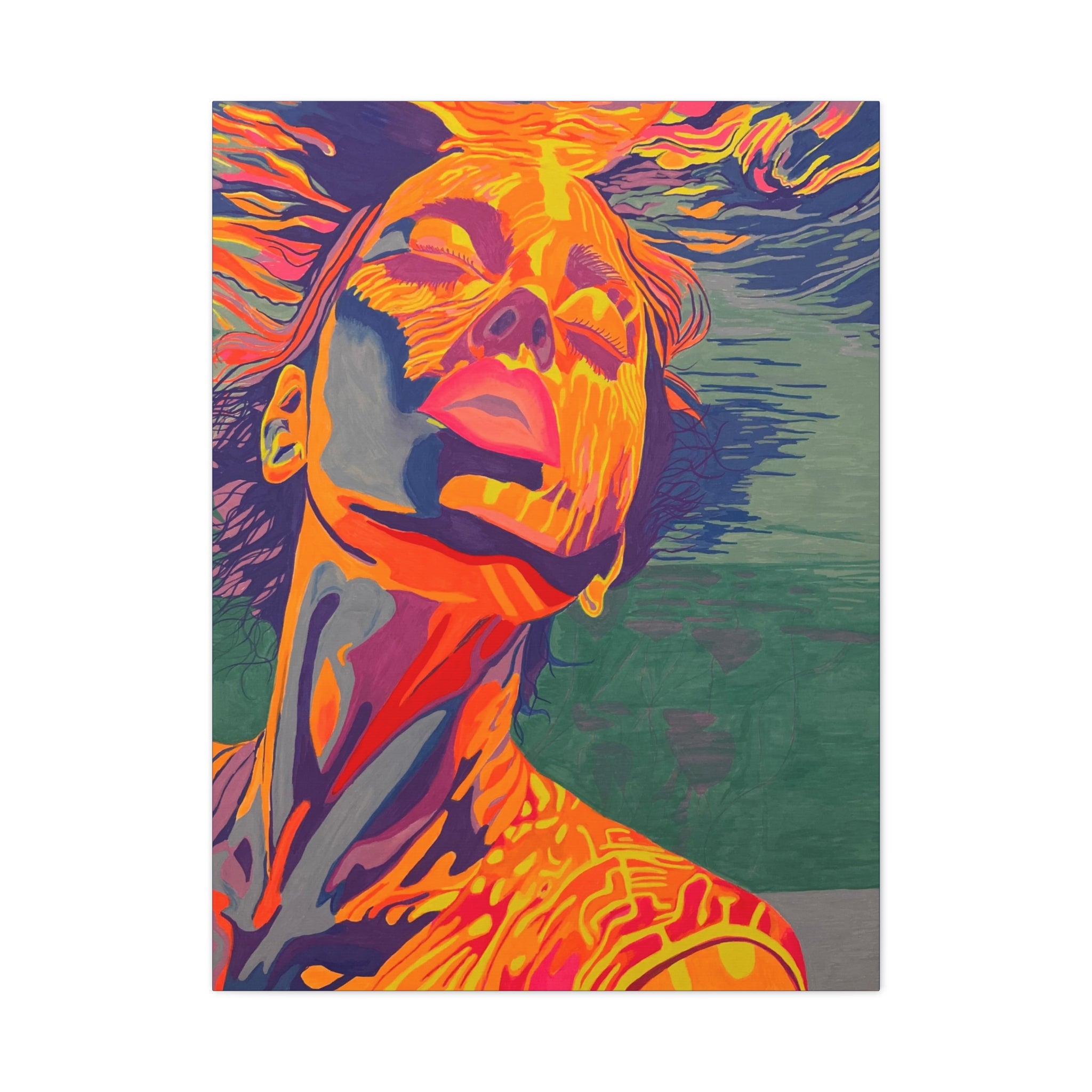 Vibrant Pop Art Woman Matte Stretched Canvas