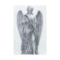 Angel Statue Matte Canvas Print — Guardian Winged Sculpture Wall Art